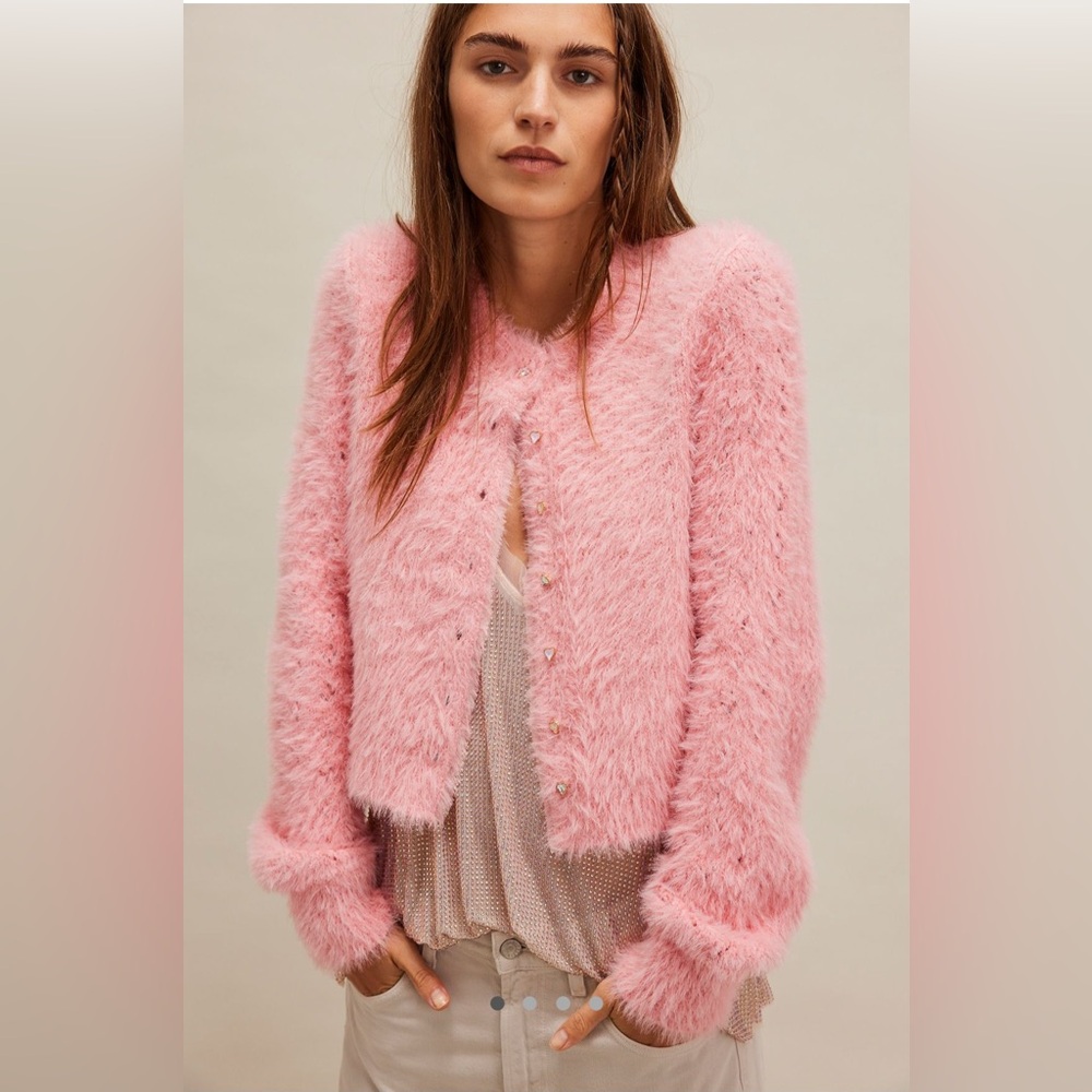 Free People Pink Celeste Cardi